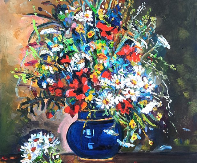 ロシア 花瓶の花のアート絵画オリジナルの油絵アート壁の装飾
