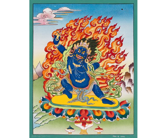 ネパール チベット仏教の金剛手菩薩のタンカアート Boudha Stupa