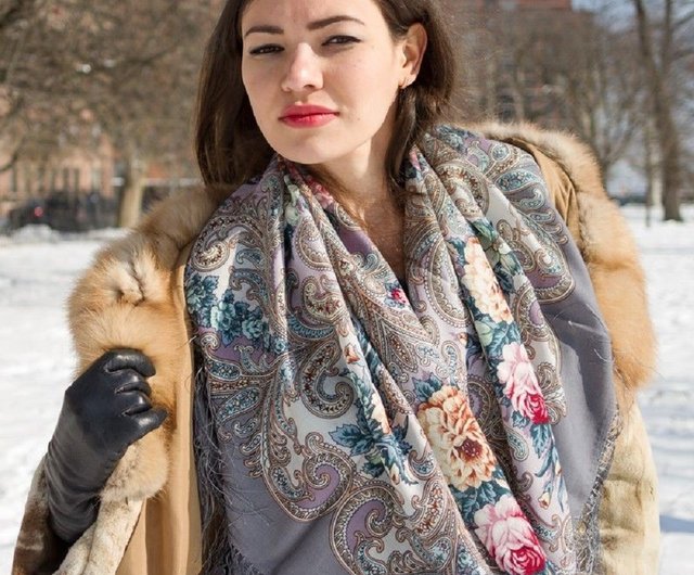 送料無料 29%OFF】ロシア パブロヴォポサド ロシア製ショール ウール