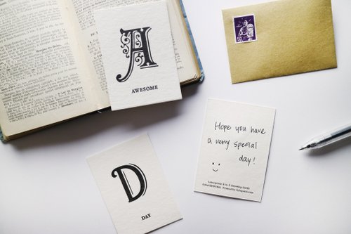 台湾 活版印刷 アルファベットミニカード PAPERWORK 紙本作業 - Pinkoi