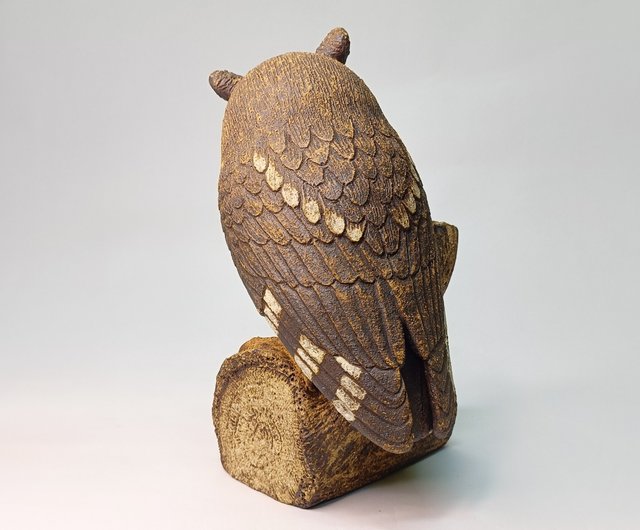 送料無料】台湾 リアルなフクロウ - コノハズク/陶芸/オリジナル 野萩