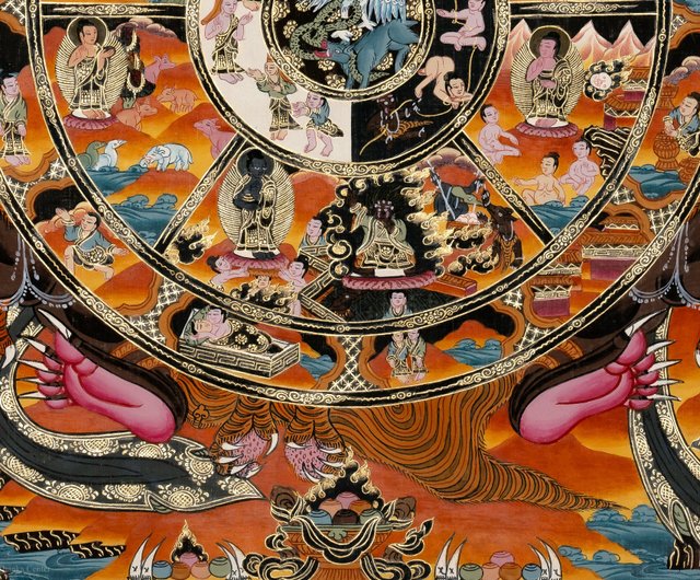ネパール チベット仏教の生死の輪タンクァ絵画 Boudha Stupa Thanka