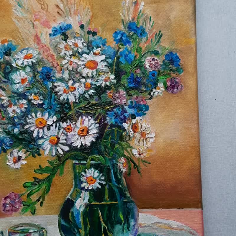 送料無料】ロシア 花瓶の花の絵画オリジナルの油絵アート壁の装飾