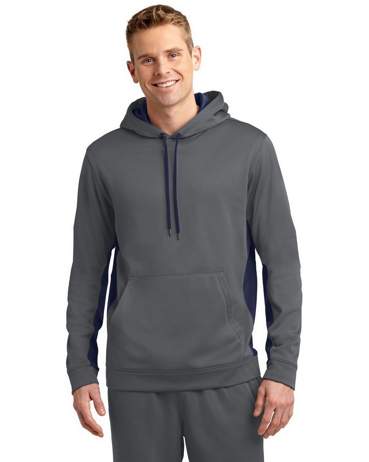 Sport-Tek ST235 Men's Sport-Wick Fleece Colorblock Hooded Pullover