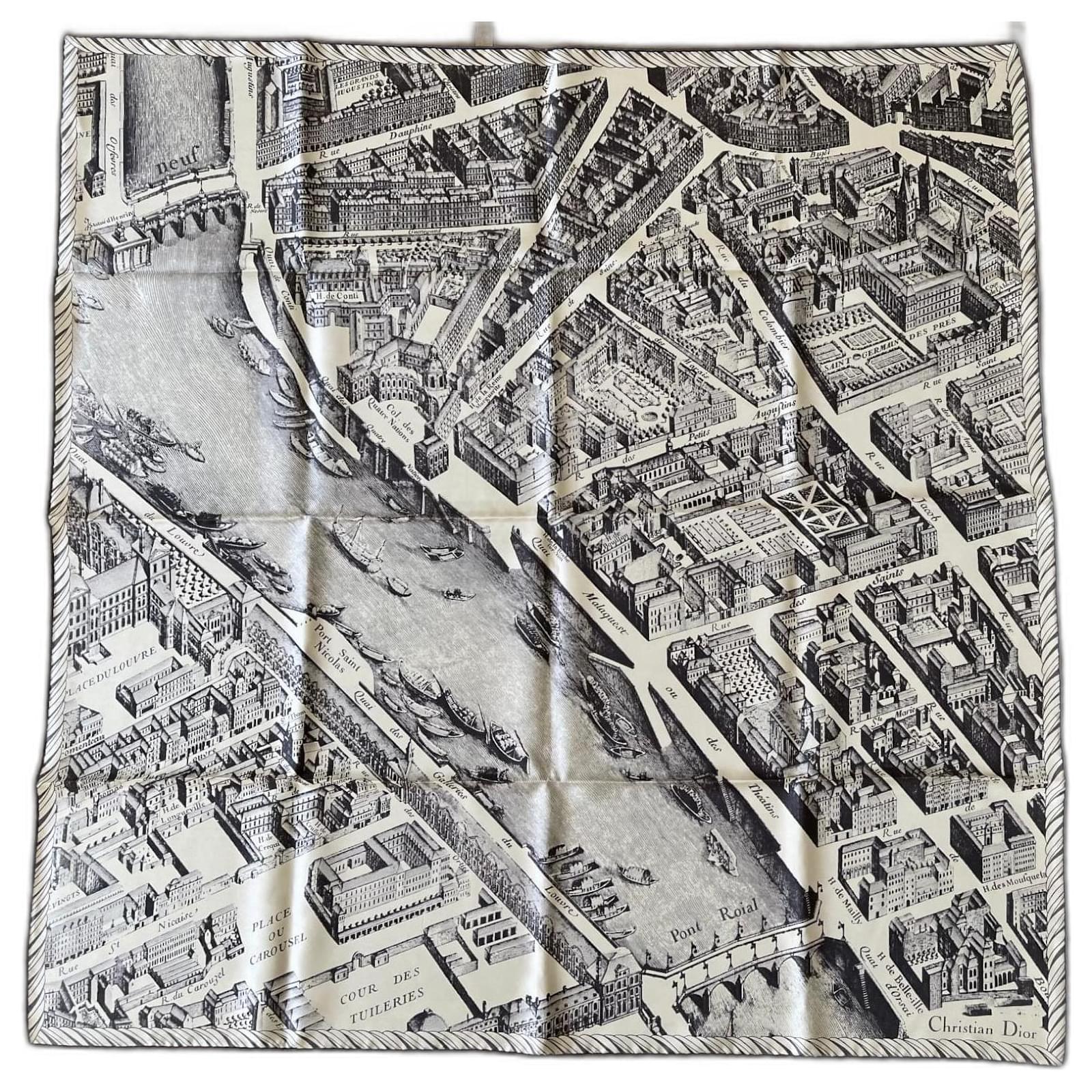 Christian Dior Square Map of Paris 100% silk twill 88 x 86 cm
