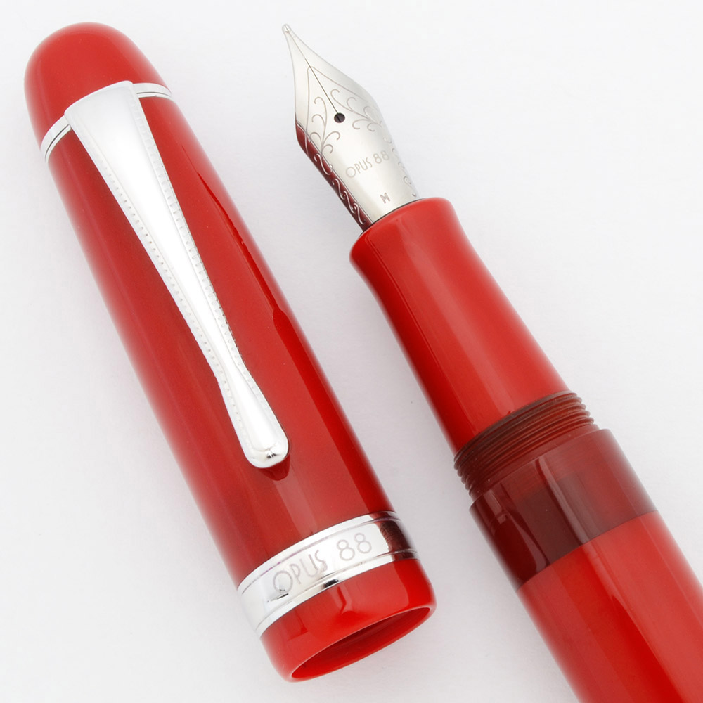 Opus 88 Jazz Color - Red w/Silver Trim, Japanese-Style Eyedropper