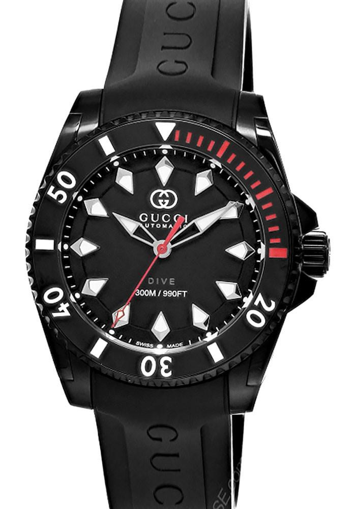 GUCCI Dive Automatic Quartz 40M Matte Black Men's Watch YA136361