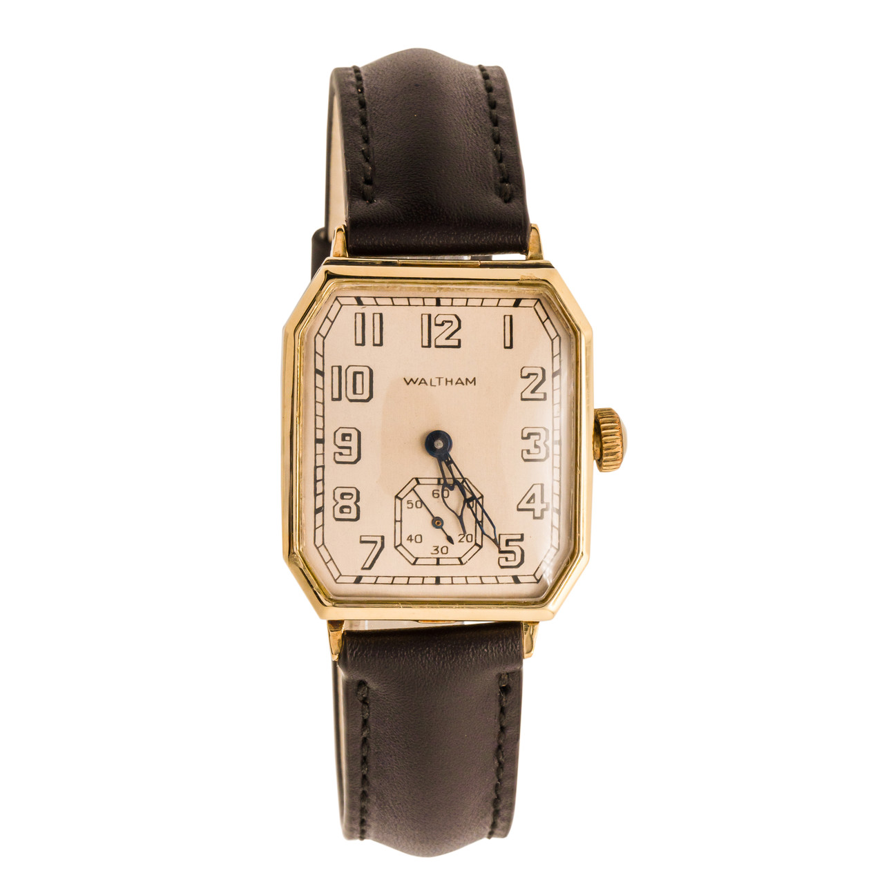 Waltham Yellow Gold Art Deco Mens Wristwatch - petersuchyjewelers