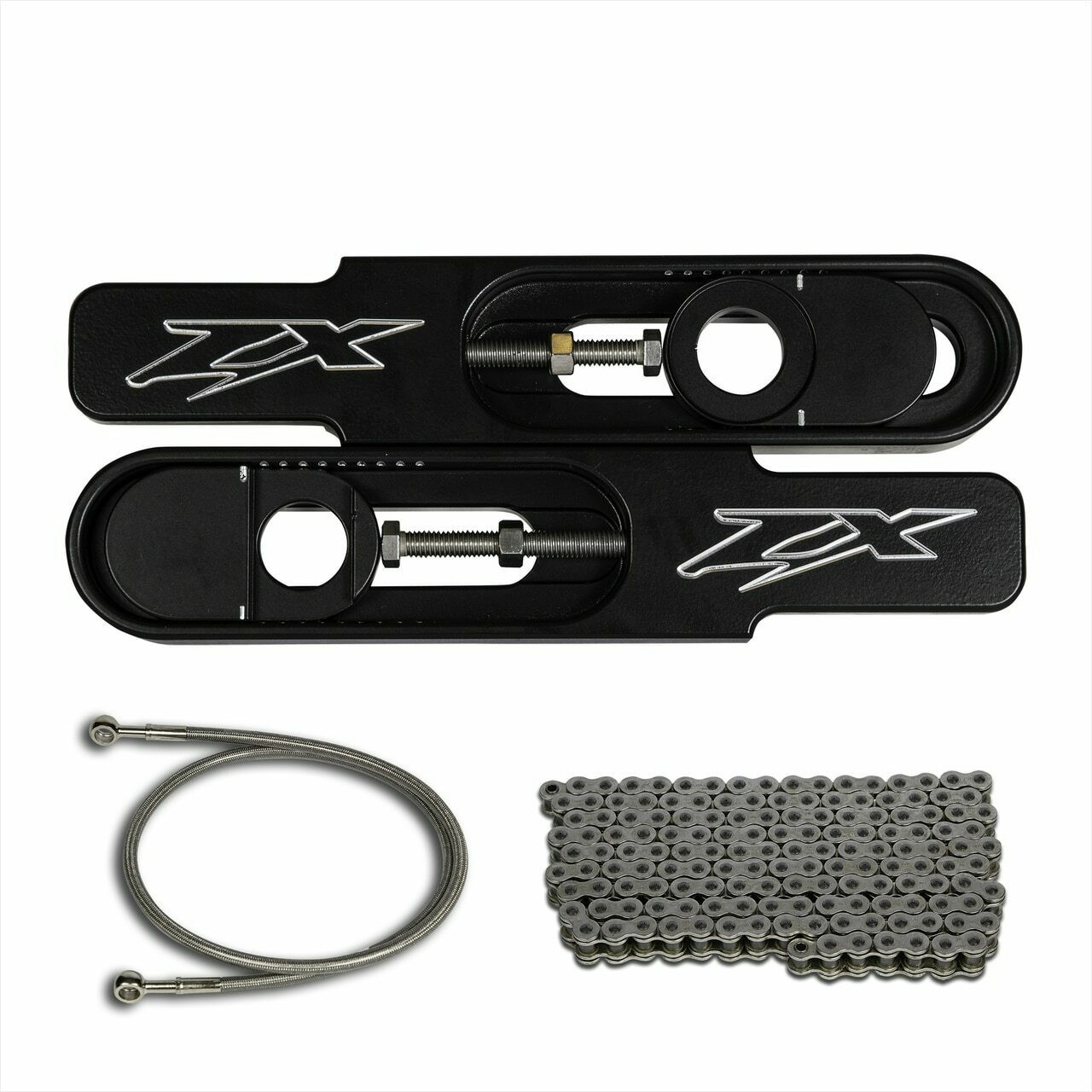 Kawasaki ZX-7R Swingarm Extensions - Black Finish - Engraved