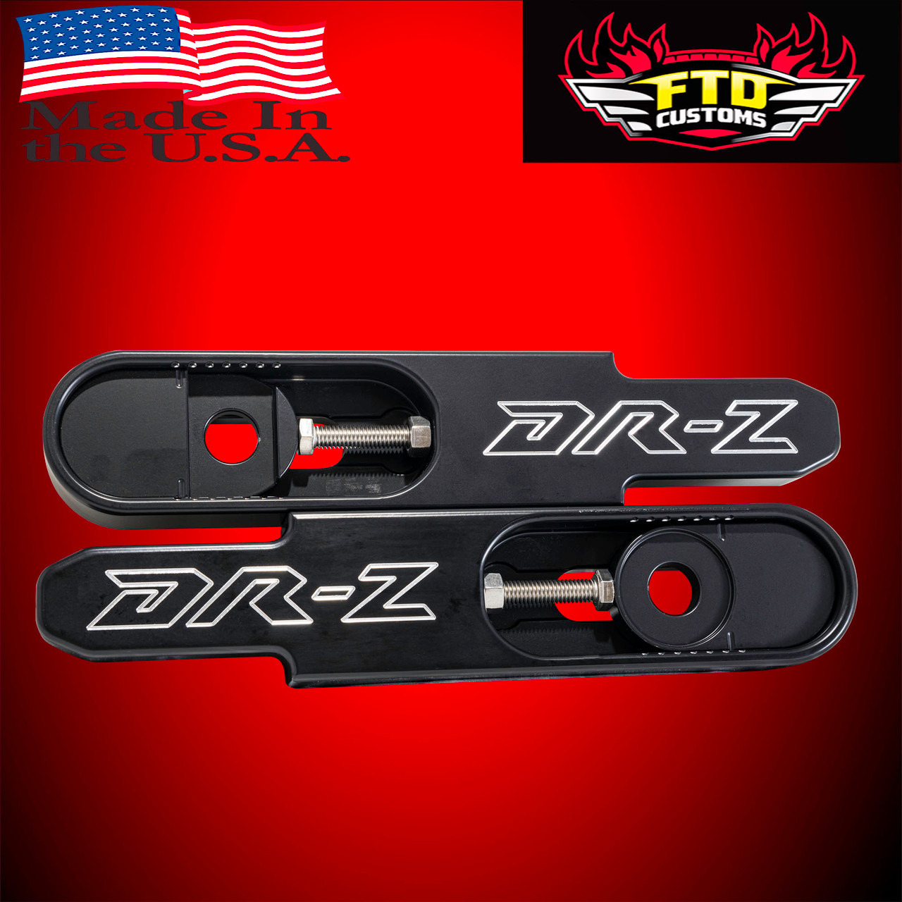 DR-Z400 Swingarm Extensions - Black Finish - Engraved