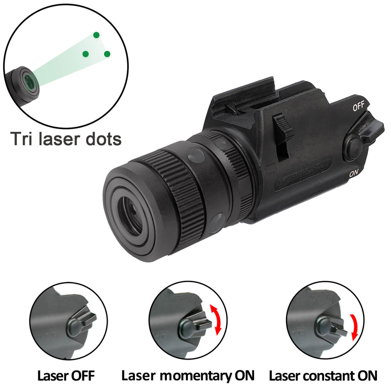 BEAMSHOT BS8200G Triple Dot Green Laser Sight for Pistol with M1913
