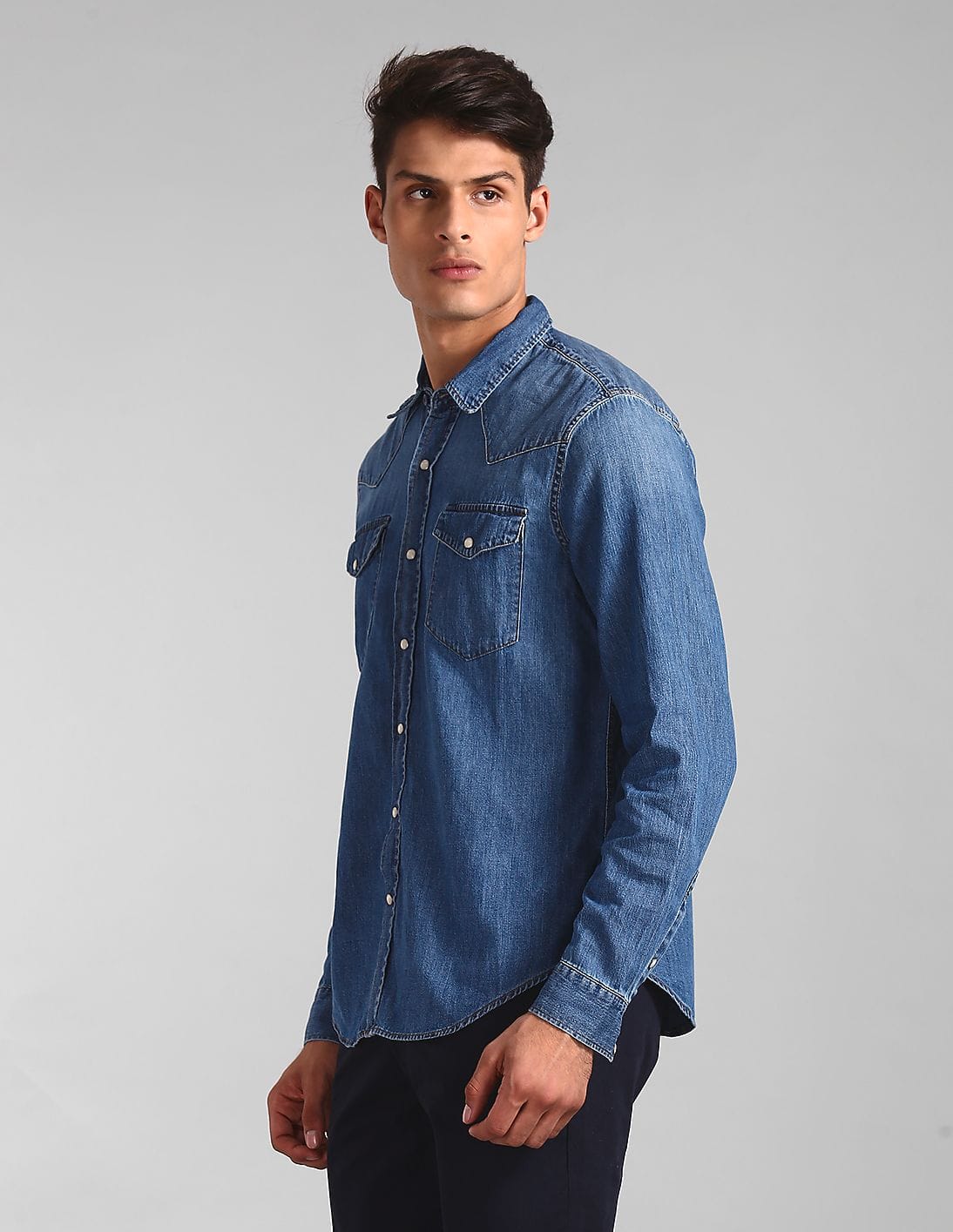 AH.H掲載 BLUE BLUE DENIM WESTERN BIG SHIRT