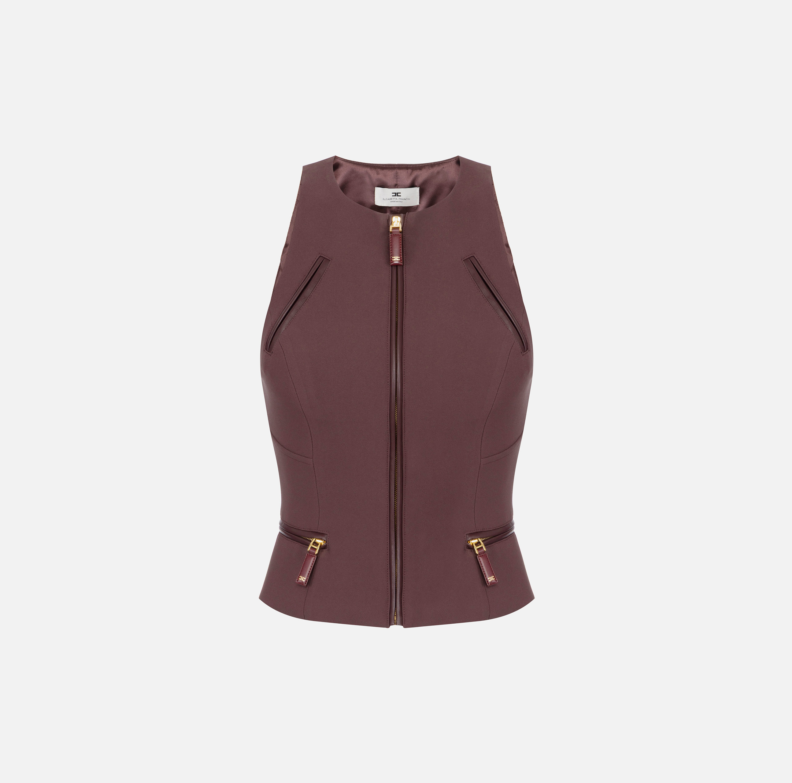 Top in double-layer crêpe fabric with zip details | Elisabetta Franchi
