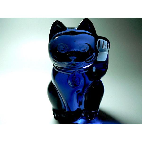 バカラ 招き猫 ラッキーキャット 青 ブルー Baccarat ネコ 猫 オブジェ