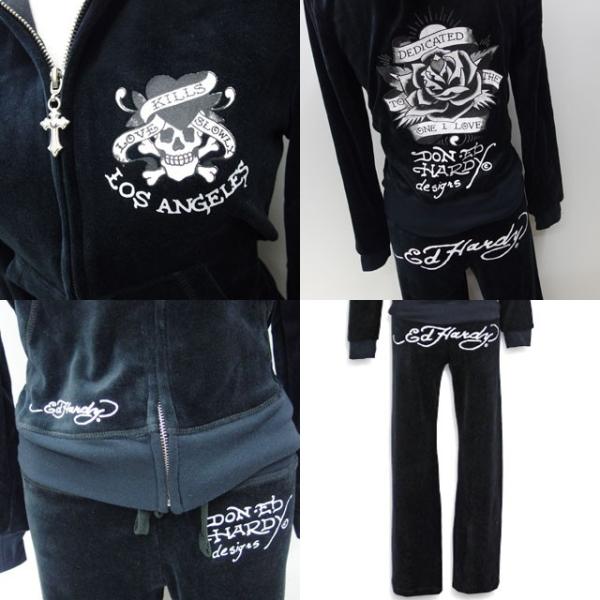 エドハーディー ED HARDY レディース セットアップ ベロア 上下セット