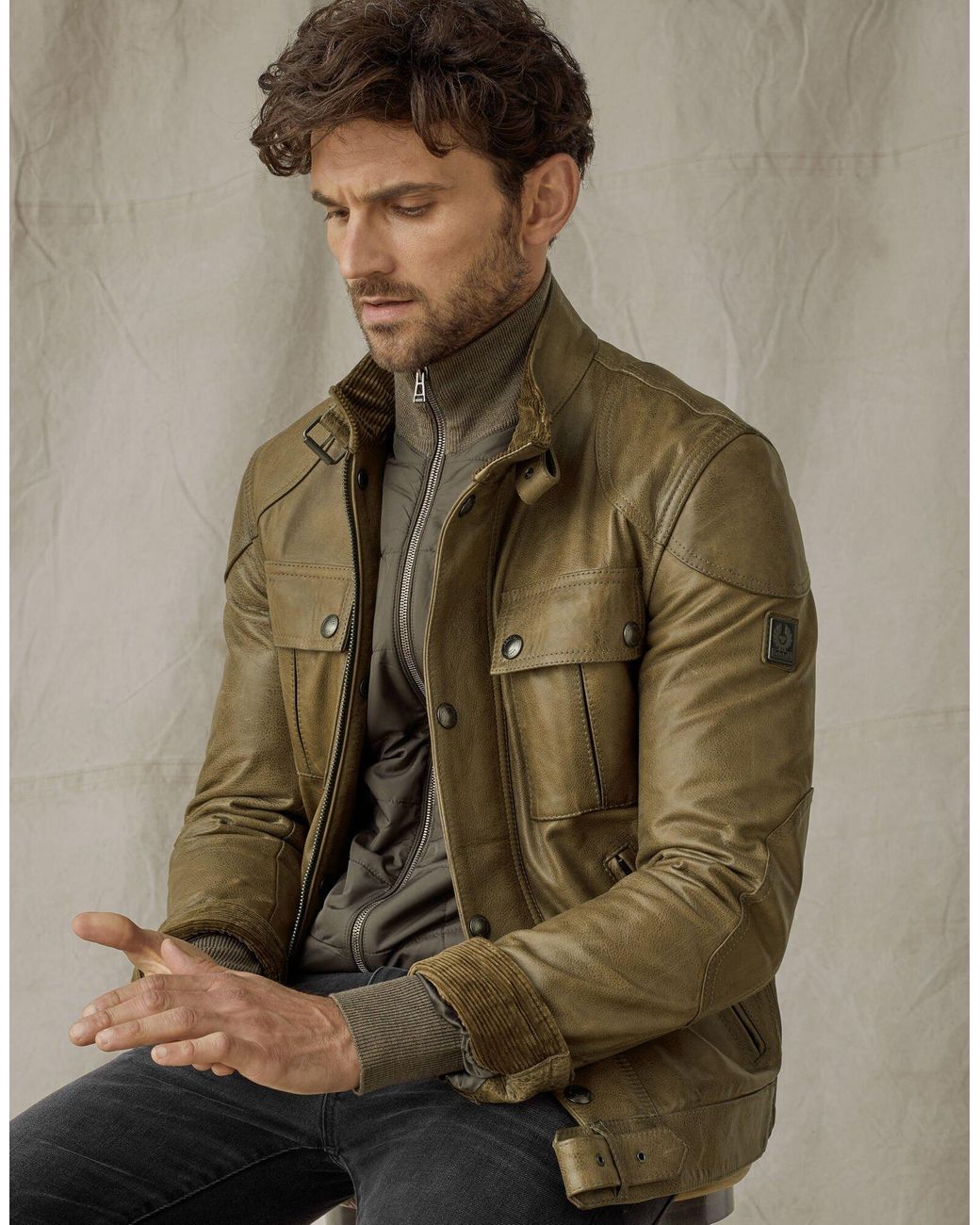 Belstaff Gangster 2.0 Leather Jacket in Green for Men | Lyst UK