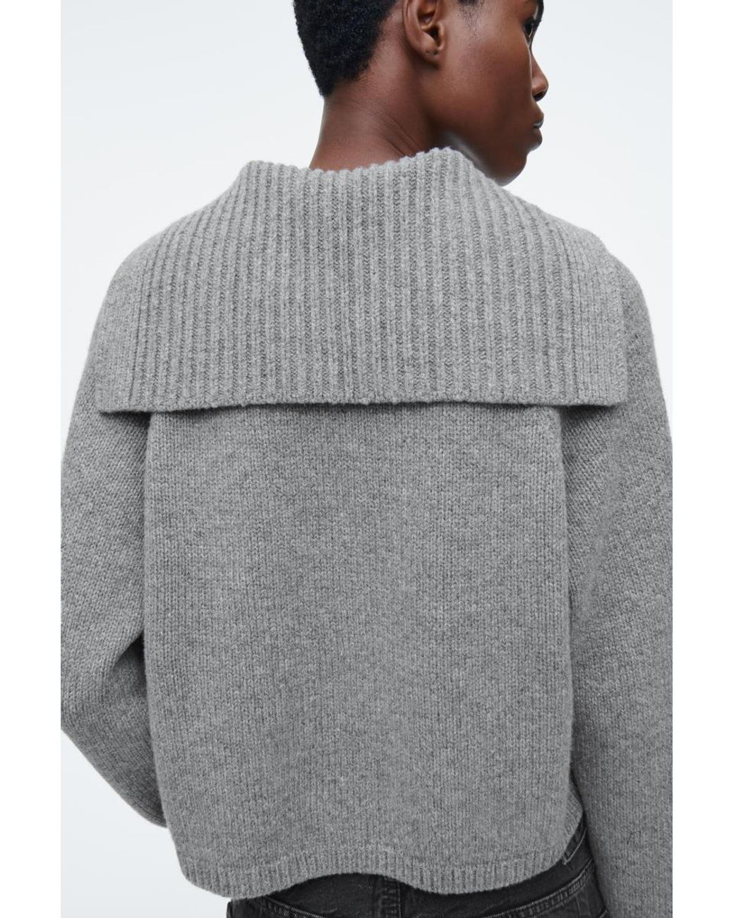 COS Sailor-collar Wool Cardigan in Gray | Lyst