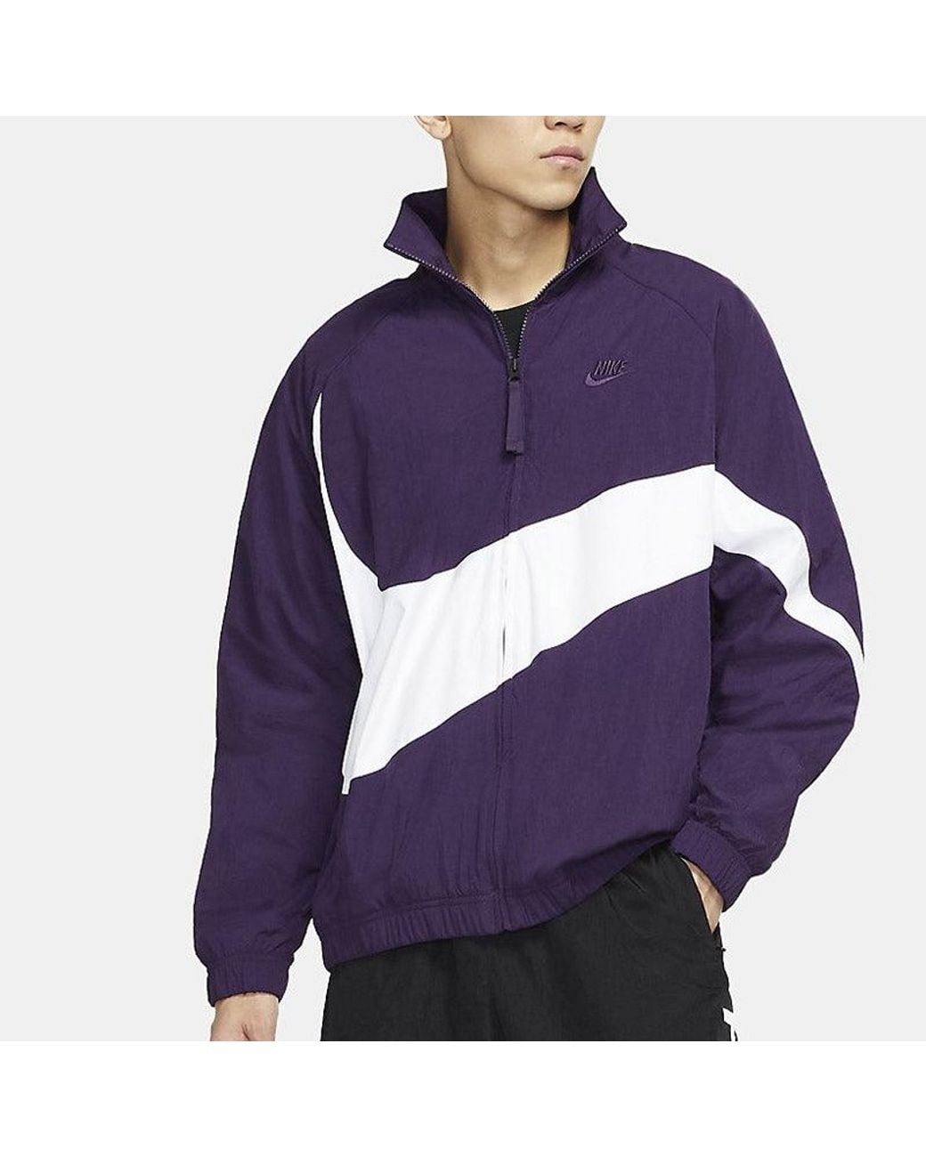 Nike Big Swoosh Sportswear Full Cardigan Woven Stand Collar Jacket