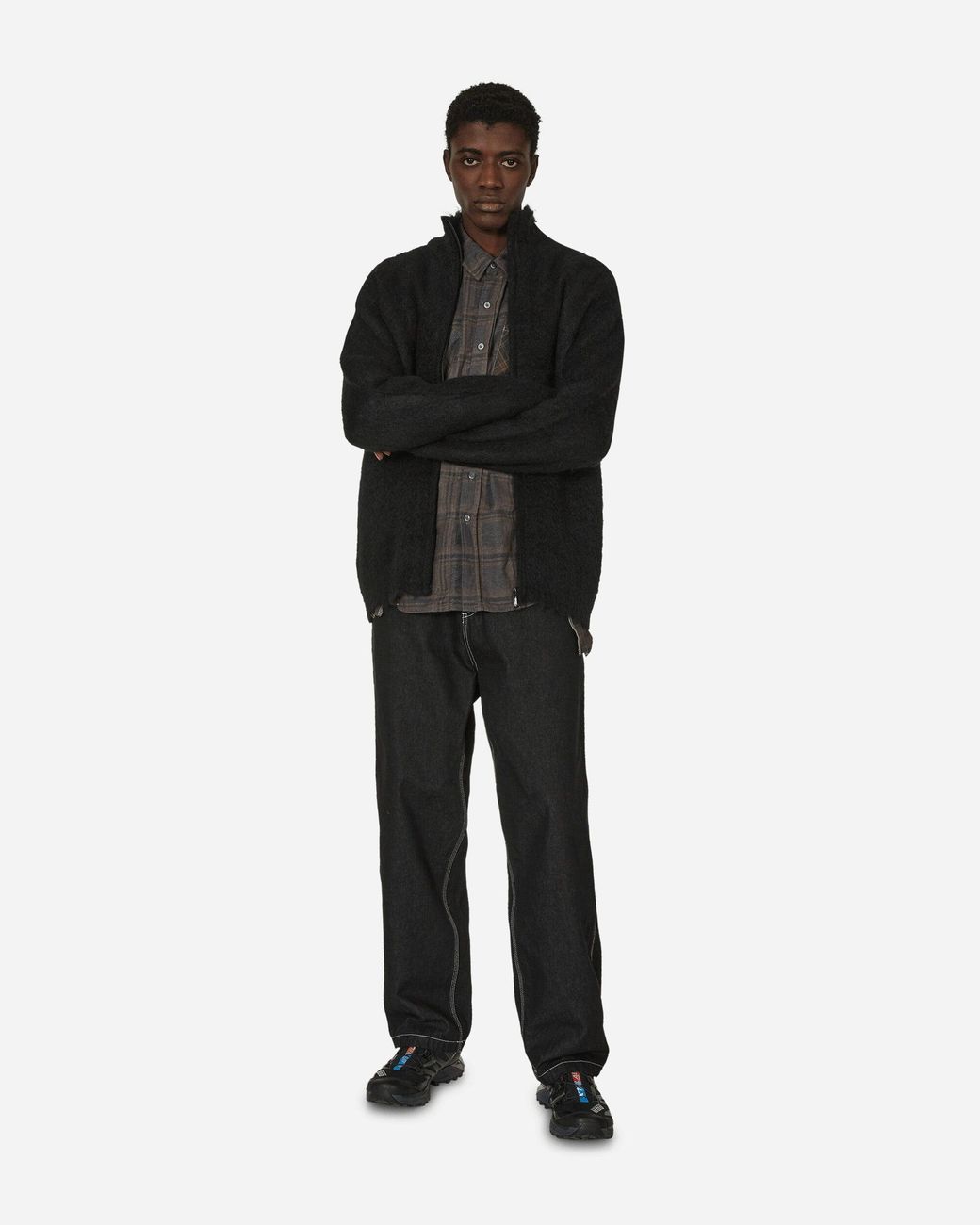 Needles Zipped Mohair Cardigan in Black for Men | Lyst