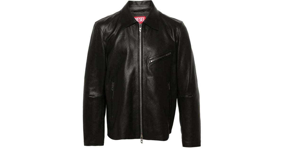DIESEL L-Korn Leather Jacket in Black for Men | Lyst Canada