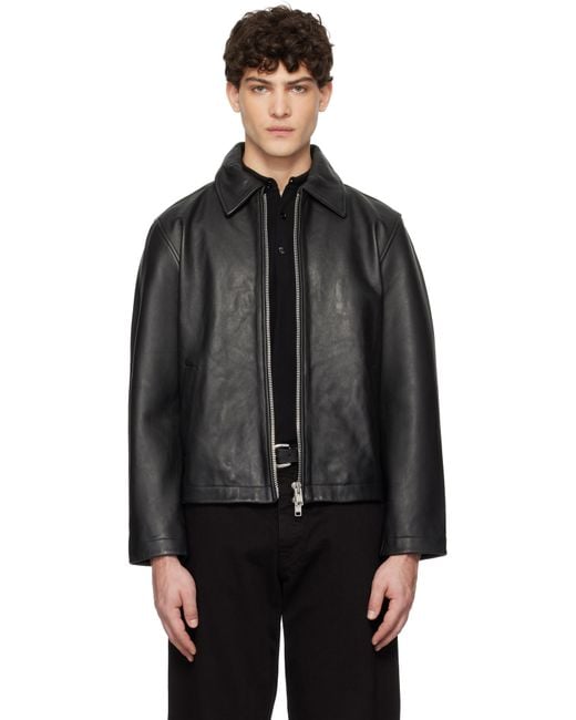 sunflower Short Leather Jacket in Black for Men | Lyst