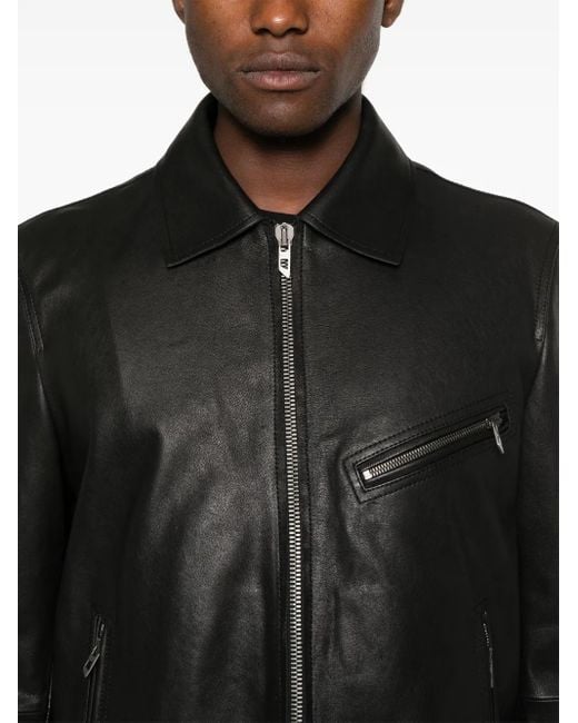 DIESEL L-Korn Leather Jacket in Black for Men | Lyst Canada