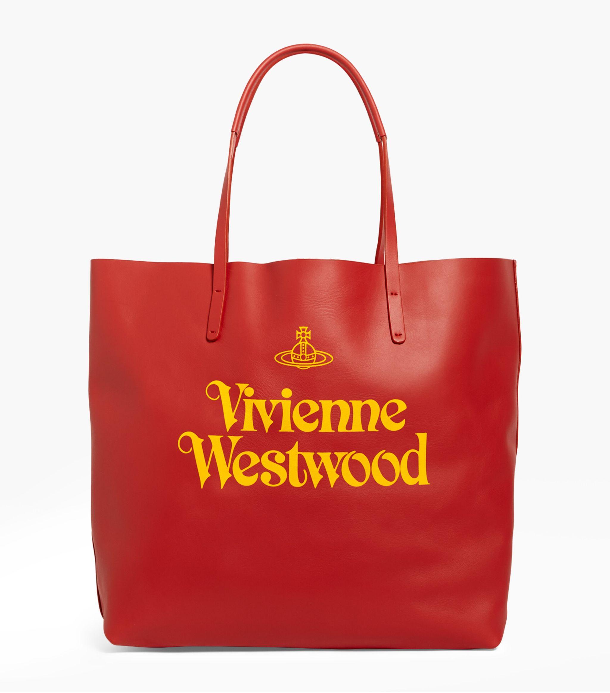 Vivienne Westwood Leather Logo Tote Bag in Red | Lyst