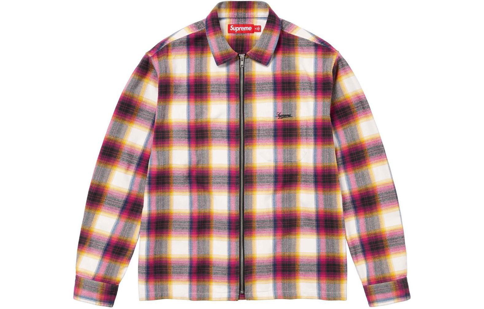 Supreme Shadow Plaid Flannel Zip Up Shirt in Red for Men | Lyst UK
