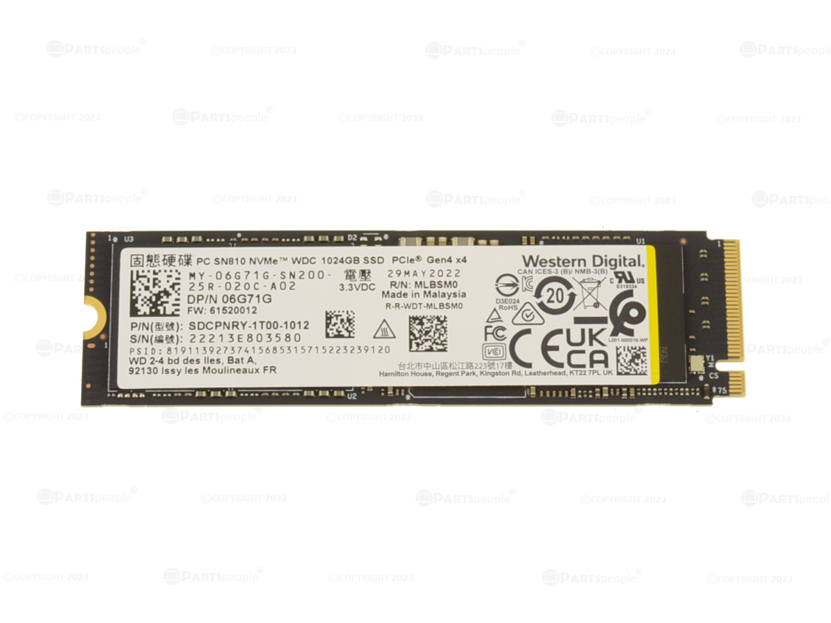 New Western Digital 1TB NVMe PCIE SSD Hard Drive 6G71G