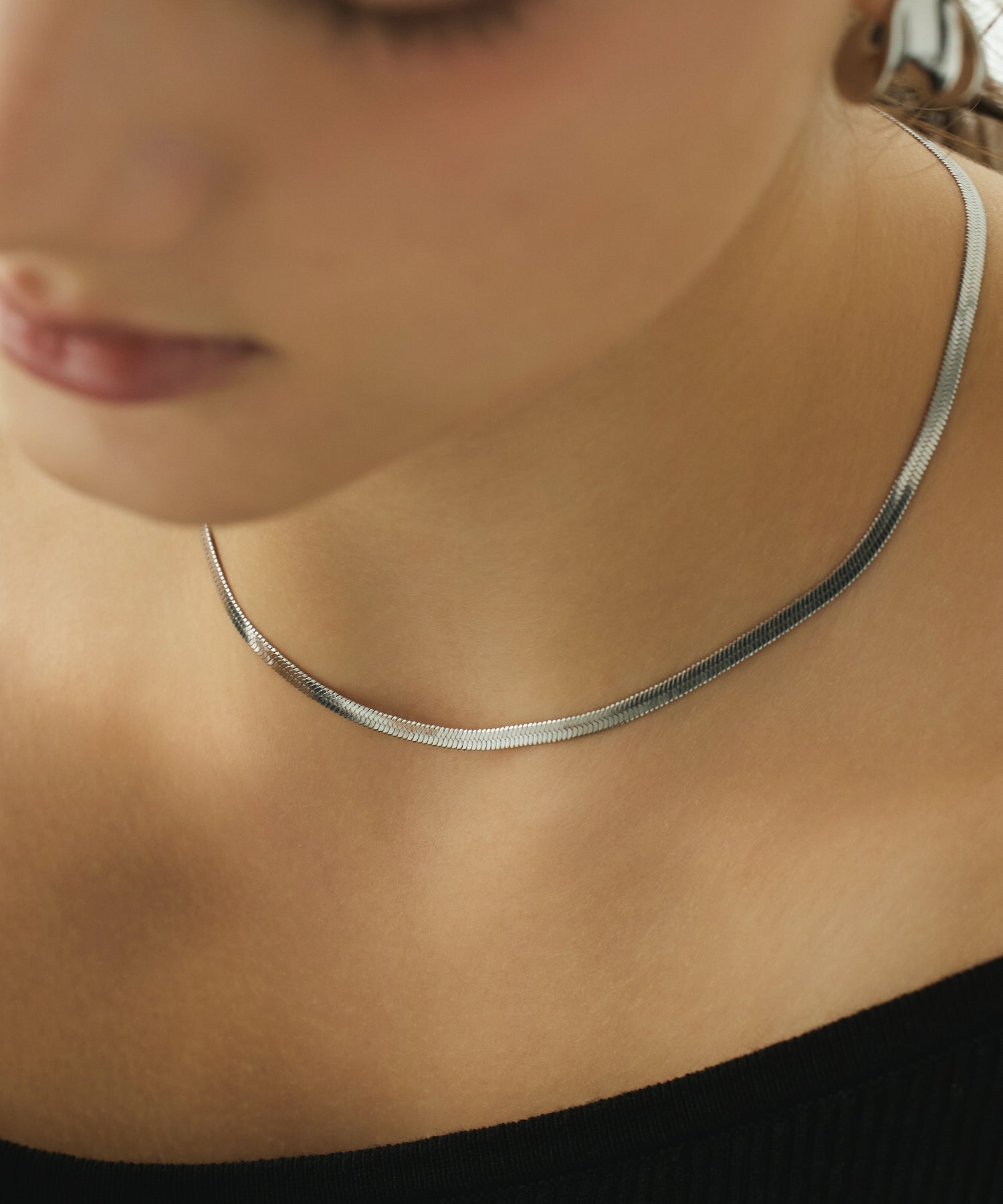 シルバー]3mmスネークチェーンネックレス