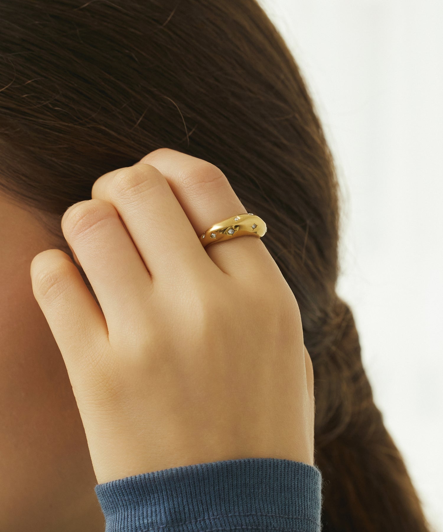 ゴールド]セグメントストーンリング