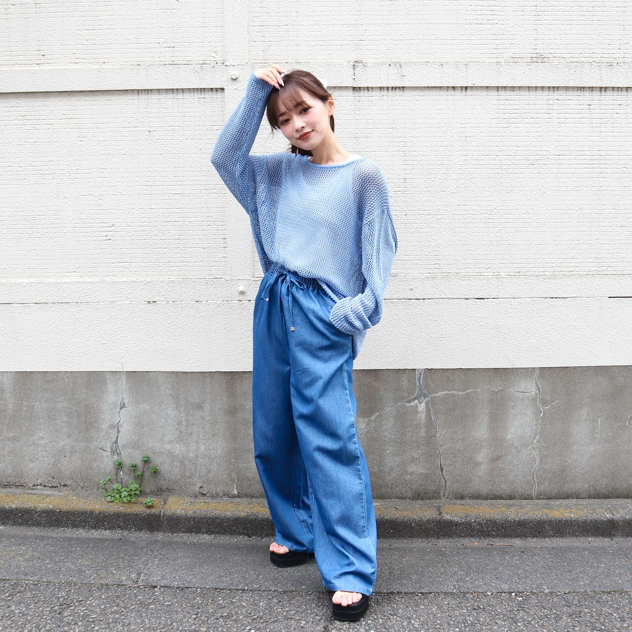 デニム調リラックスワイドパンツ｜パンツ｜CECIL McBEE(セシルマクビー