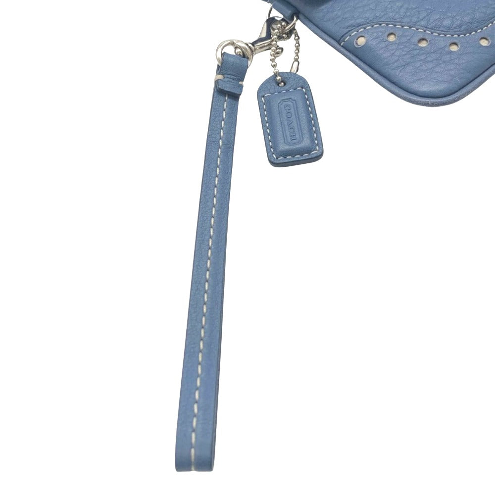 COACH コーチ ポーチ リストレット レザーポーチ スカイブルー