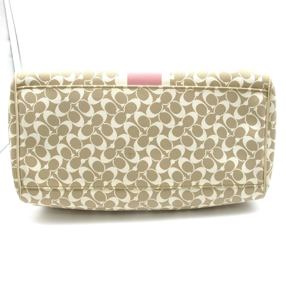 COACH コーチ ハンドバッグ ボストンバッグ型 ベージュ ピンク