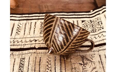 南陶窯＞三つ足カフェオレボウル【灰釉・線紋】 〇 読谷村 うつわ 陶器