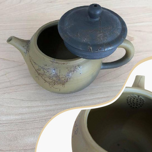 三代片山白山作 緑泥藻がけ茶銚（木） 陶器 常滑焼 やきもの お茶 茶器