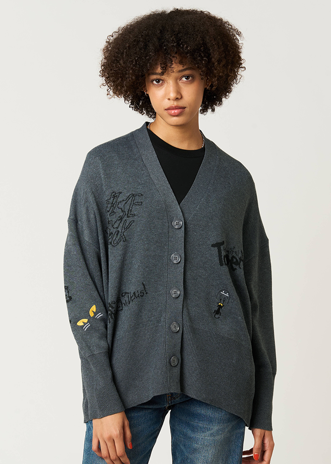 ネコカブリビューティフルシャドー｜Vネックニットカーディガン