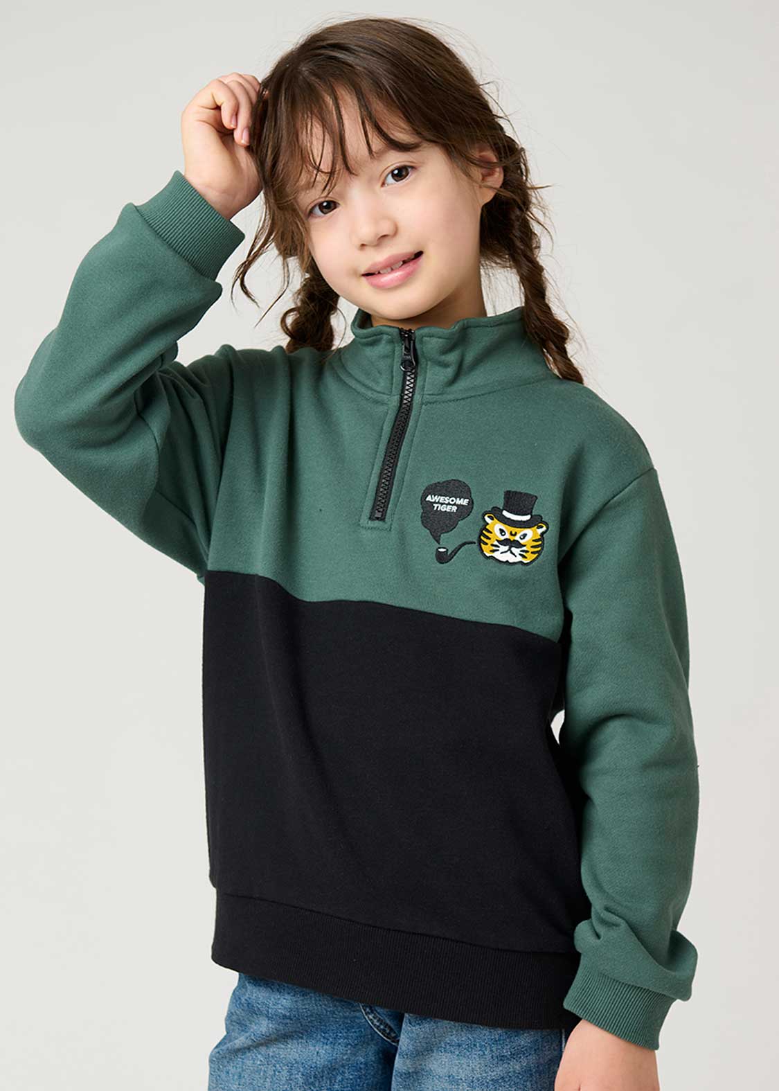 オーサムタイガー ジェントルマン｜ハーフジップスウェット｜キッズ