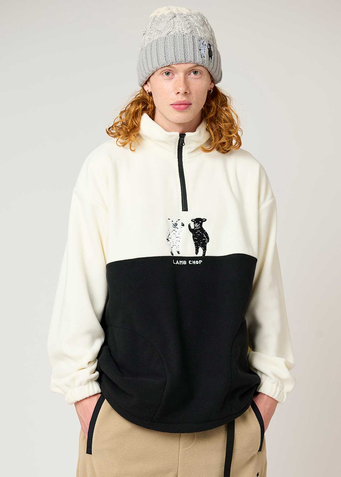 ラムチョップフレンズ｜ハーフジップフリースプルオーバー｜ユニ