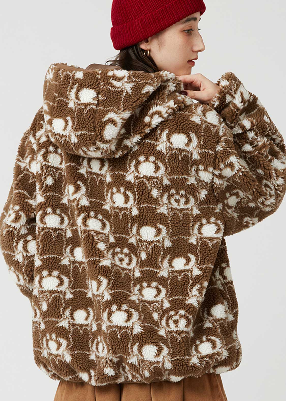 イカク｜ジャカードボアジップパーカー｜ユニセックス｜グラニフ