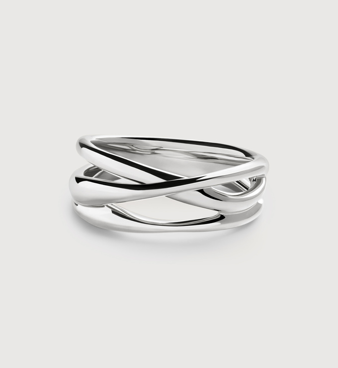 Nura Crossover Ring in Sterling Silver | Jewellery by Monica