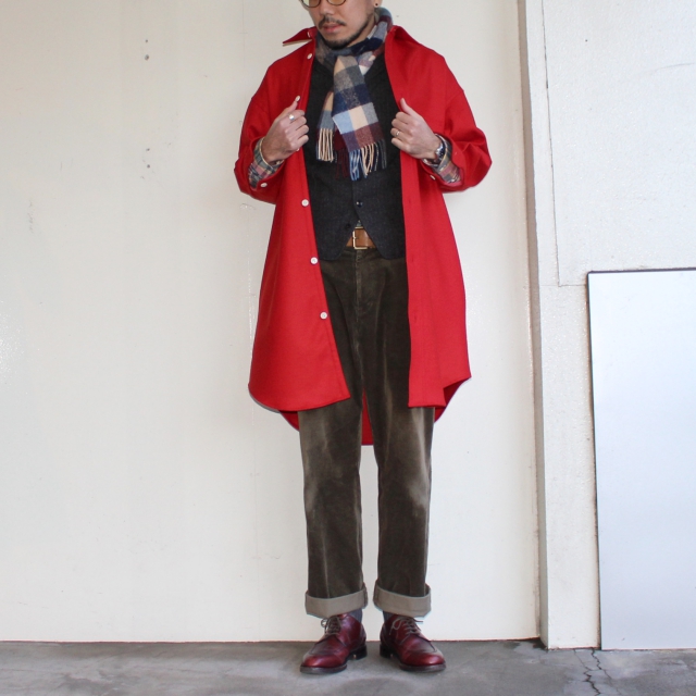 HAVERSACK 圧縮スムースニットウールビッグシャツ 321711 （RED） - C