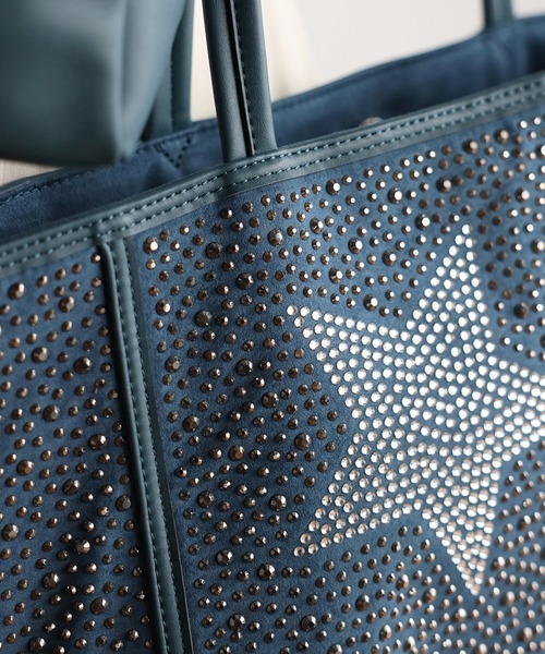 セール】【グッシオゴールド】ラインストーン星柄2WAYトートバッグ