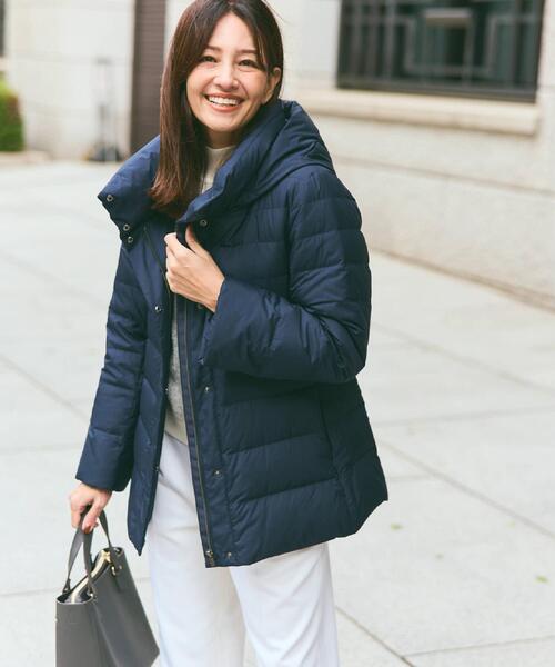 セール】【定番人気】フーデッドミドルダウンコート（ダウンジャケット