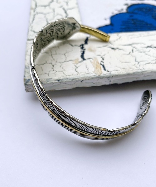 ネイティブ調 フェザー シルバー バングル（バングル/リストバンド