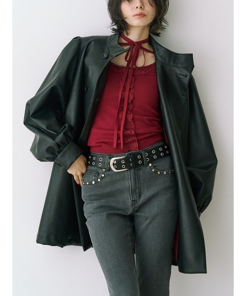 セール】フェイクレザーAラインジャケット（その他アウター）｜jouetie