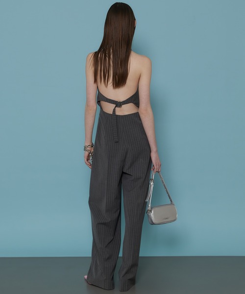 セール】American Sleeve Stripe Jumpsuit/アメスリストライプジャンプ