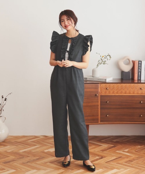 DONOBAN（ドノバン）の「フリルサマーツイードオールインワン