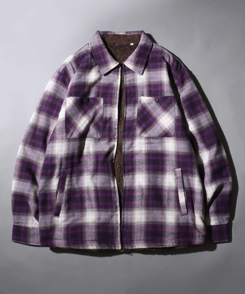 SITRY（シトリー）の「Ombre Check Zip Shirt Jacket/裏ボア オンブレ