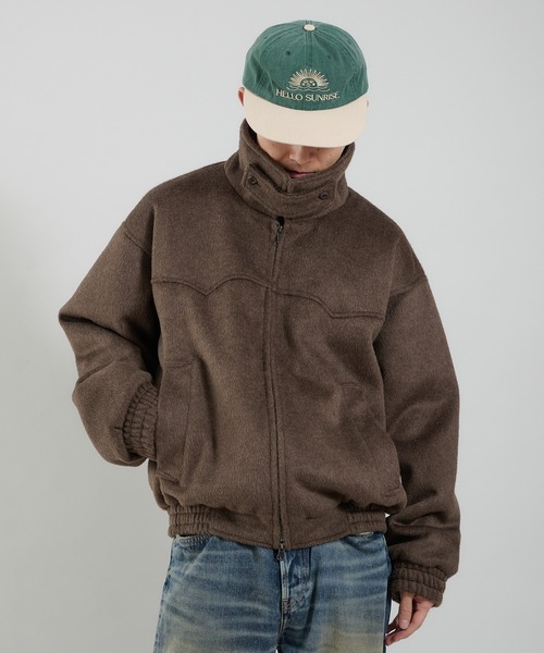 セール】ウール混シャギースタンドネックフライトジャケット（ブルゾン